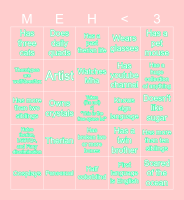My life in a single card lol :'P Bingo Card