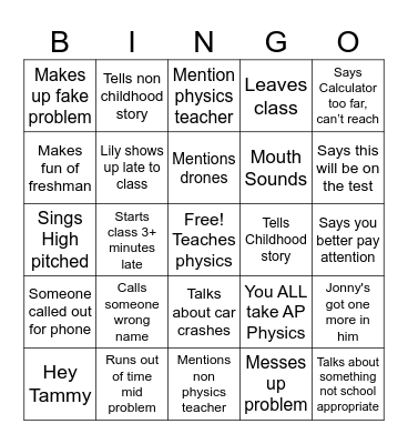Warwick Bingo! Bingo Card