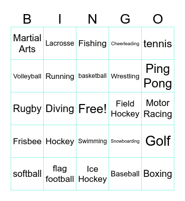 SPORTS Bingo Card