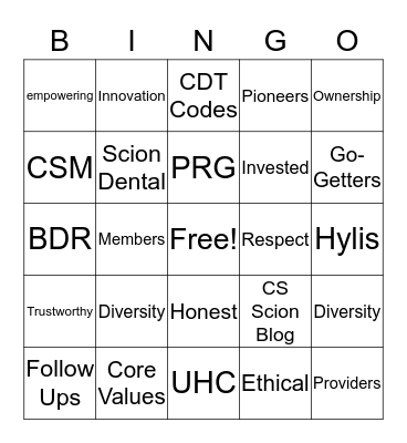 Team Go-Getters Bingo Card
