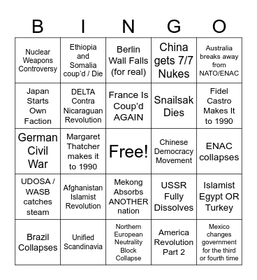 Cold War SP3 Endgame Bingo Card