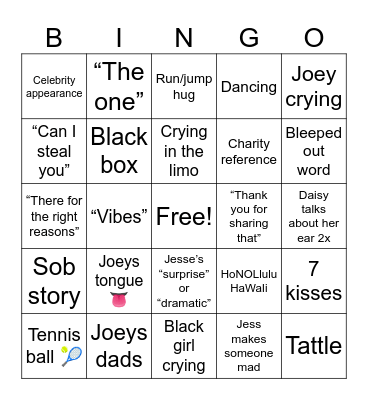 Bachelor bingo Card