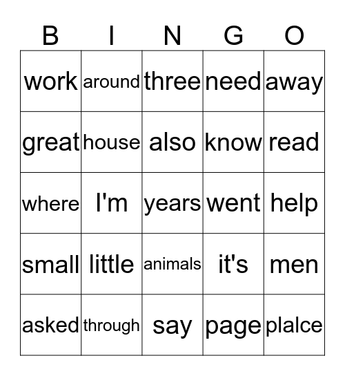 List B 26-50 Bingo Card