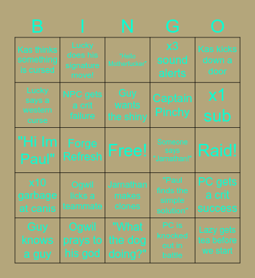 Abomination Bingo Card