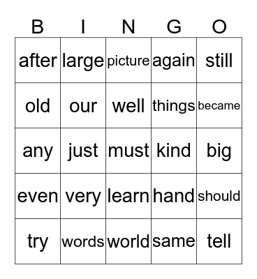 List B 76-100 Bingo Card