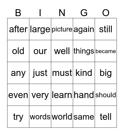 List B 76-100 Bingo Card