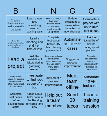 Ascenda QA Bingo Card