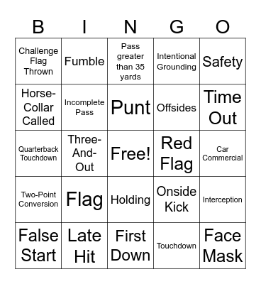 SUPERBOWL BINGO Card