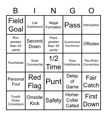 SUPERBOWL BINGO Card