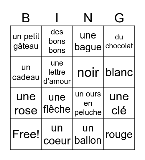 Saint Valentin! Bingo Card