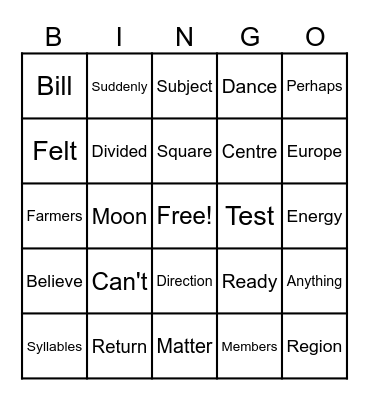 Untitled Bingo Card