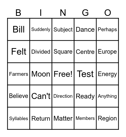 Untitled Bingo Card