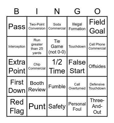 SUPERBOWL BINGO Card