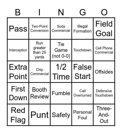 SUPERBOWL BINGO Card