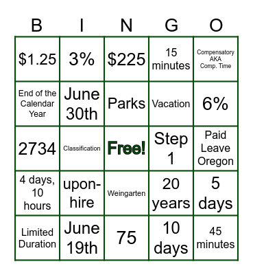 Know Your Contract Bingo Card