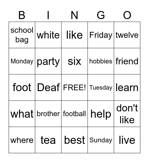 Sign1 Bingo Card