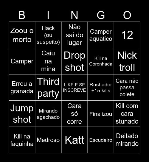 Aleatórios Bingo! Bingo Card