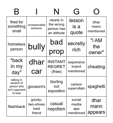Ultimate Dhar Mann Bingo Card