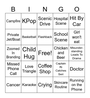 Crash Landing On You Ep 3 Bingo Card