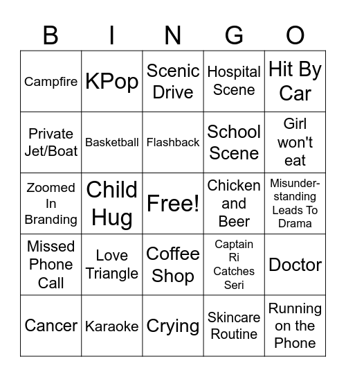 Crash Landing On You Ep 3 Bingo Card
