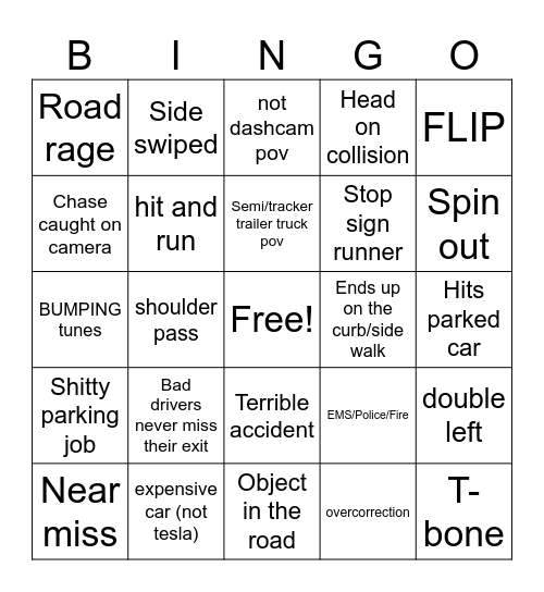 Idiots in cars vr.1 Bingo Card