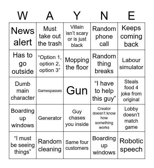 Experience Bingo Card