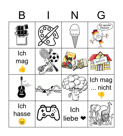 Was magst du? Bingo Card