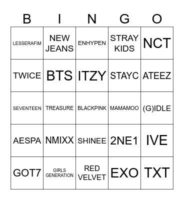 K-pop Bingo! Bingo Card