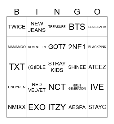K-pop Bingo! Bingo Card