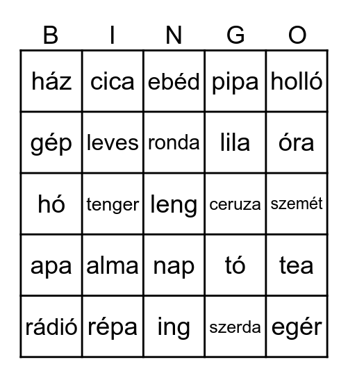 olvasás Bingo Card