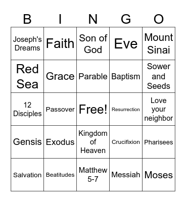 Bible Bingo Card