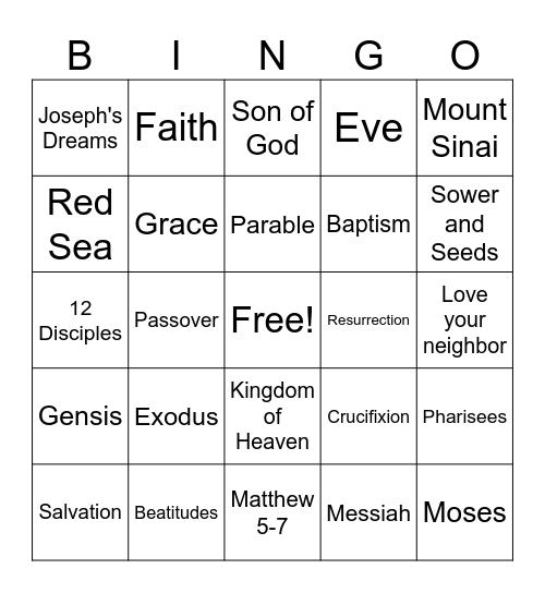 Bible Bingo Card