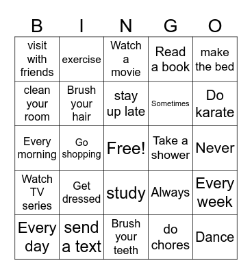 P4 Unit 8 Bingo Card