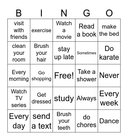 P4 Unit 8 Bingo Card