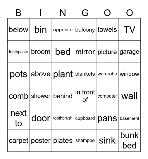 Klasa 3, Unit 4 Bingo Card