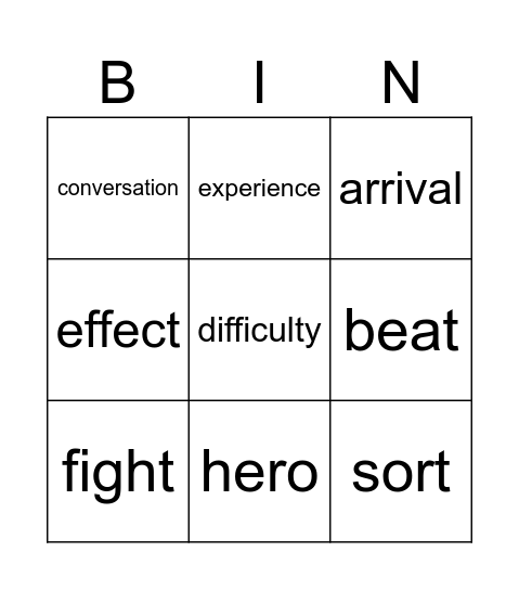 Words page 72 Bingo Card