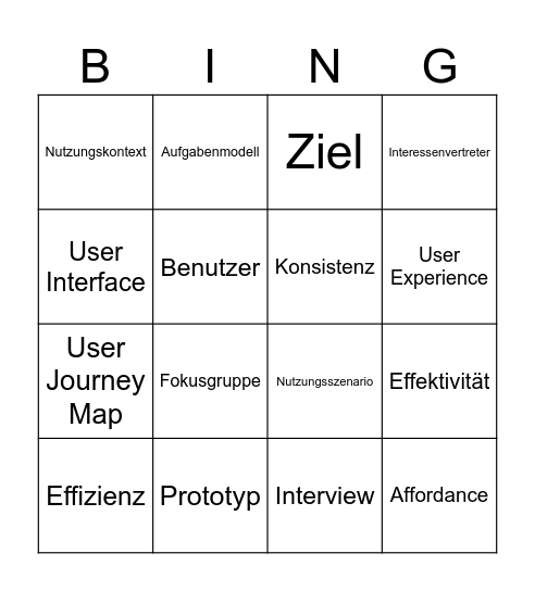 User Experience Bingo Card