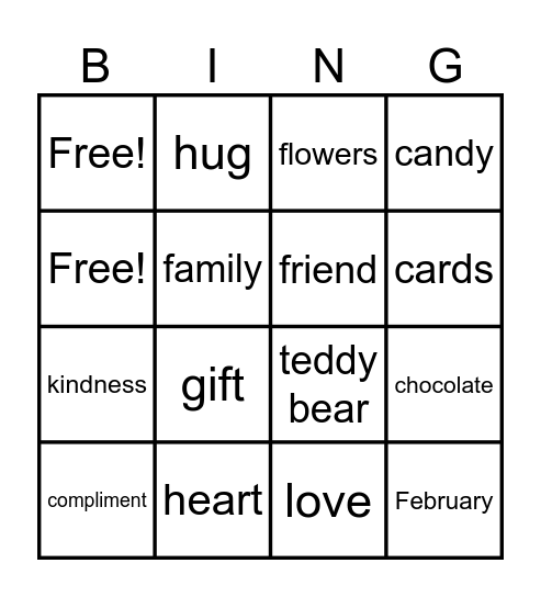 Valentine's Day Bingo Card