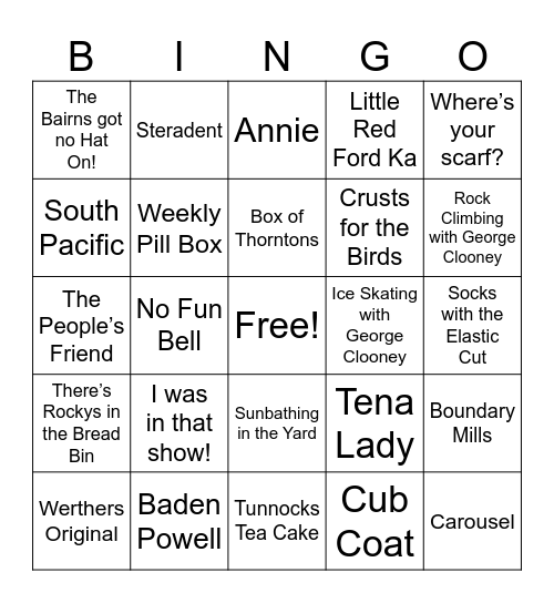 Bette's Birthday Bingo Card