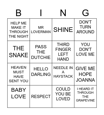 Music Bingo Card