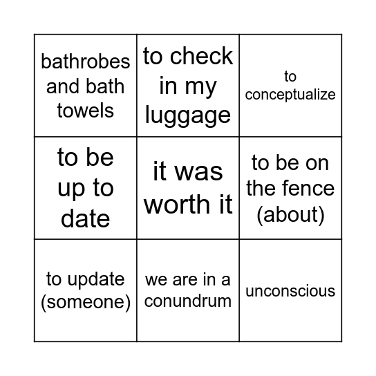 Review Bingo Card