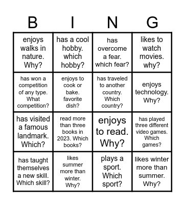 Find Someone Who: Bingo Card