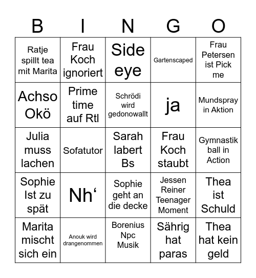 Atzen Bingi Bingo Card