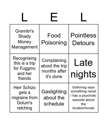 Prep Trip with Profs. Hemer and Rhoid Bingo Card