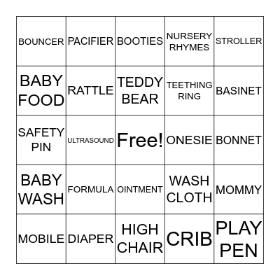BABY SHOWER BINGO Card