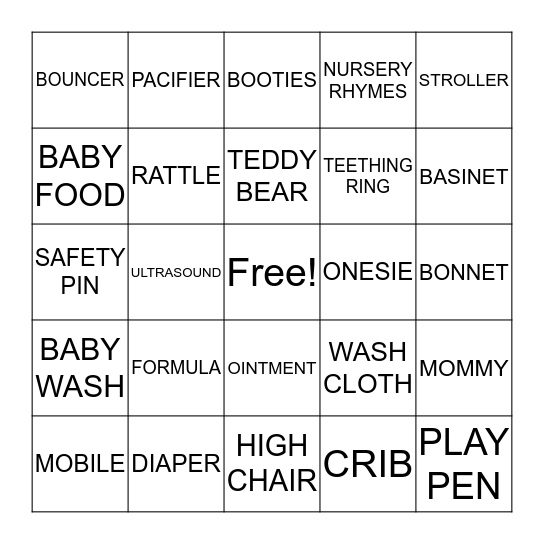 BABY SHOWER BINGO Card