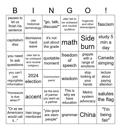 Heh Bingo Card