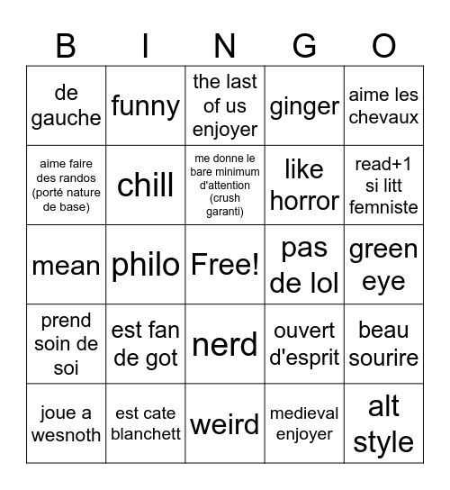 pecho moi Bingo Card