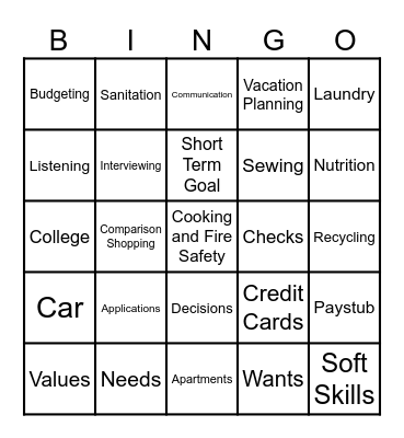 What is Independent Living BINGO Card