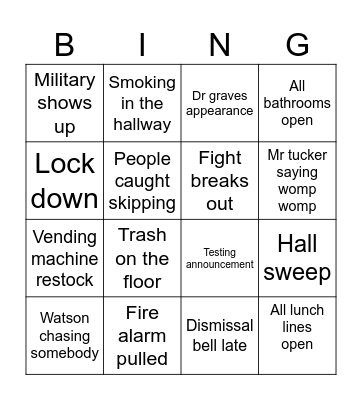 Parkdale bingo Card